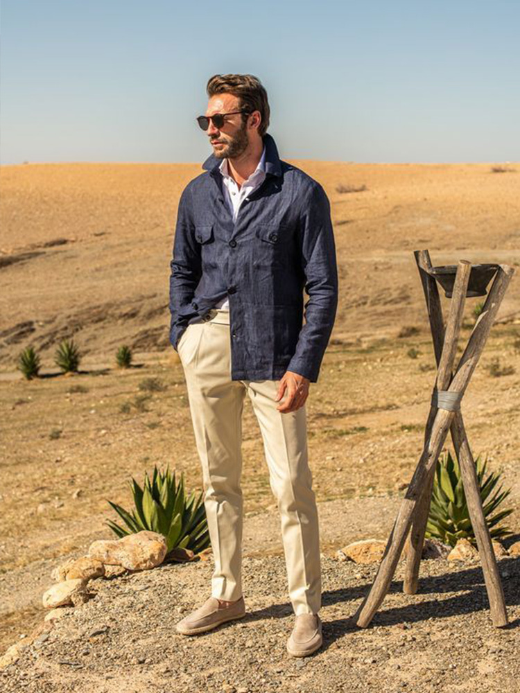 藍色的襯衫外套