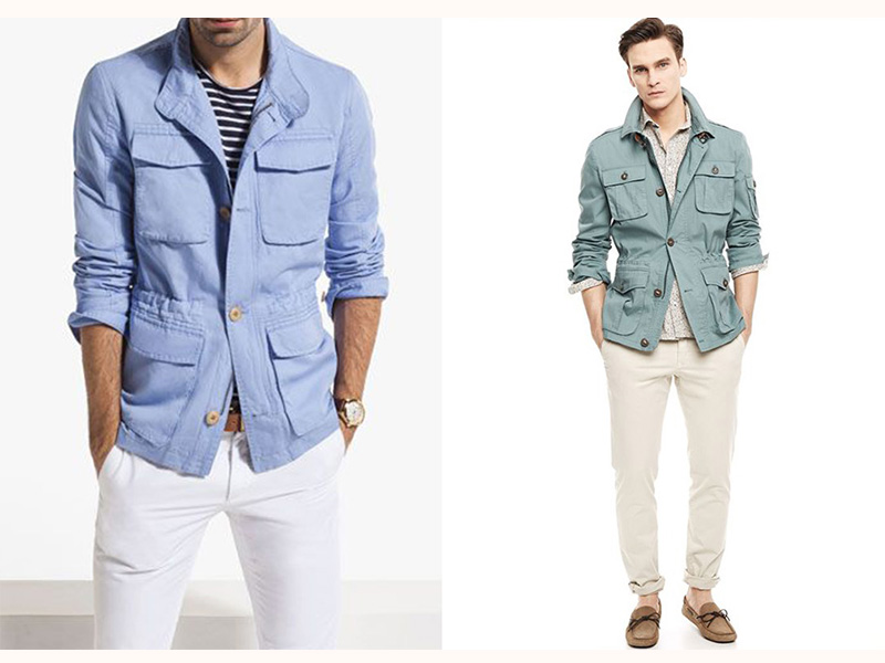 在春夏裡穿著繫著腰帶的襯衫外套