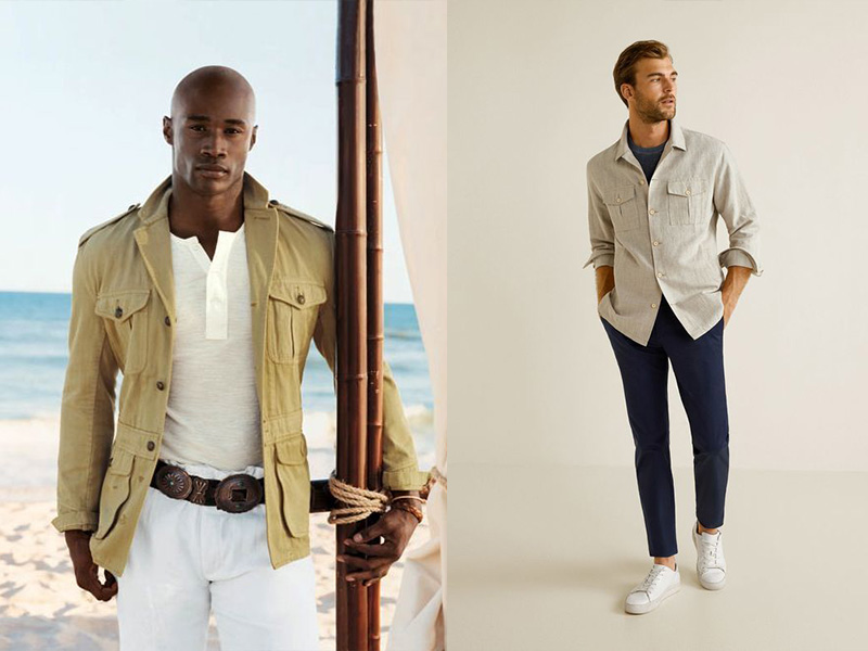 在春夏裡時尚型男們穿著的襯衫外套