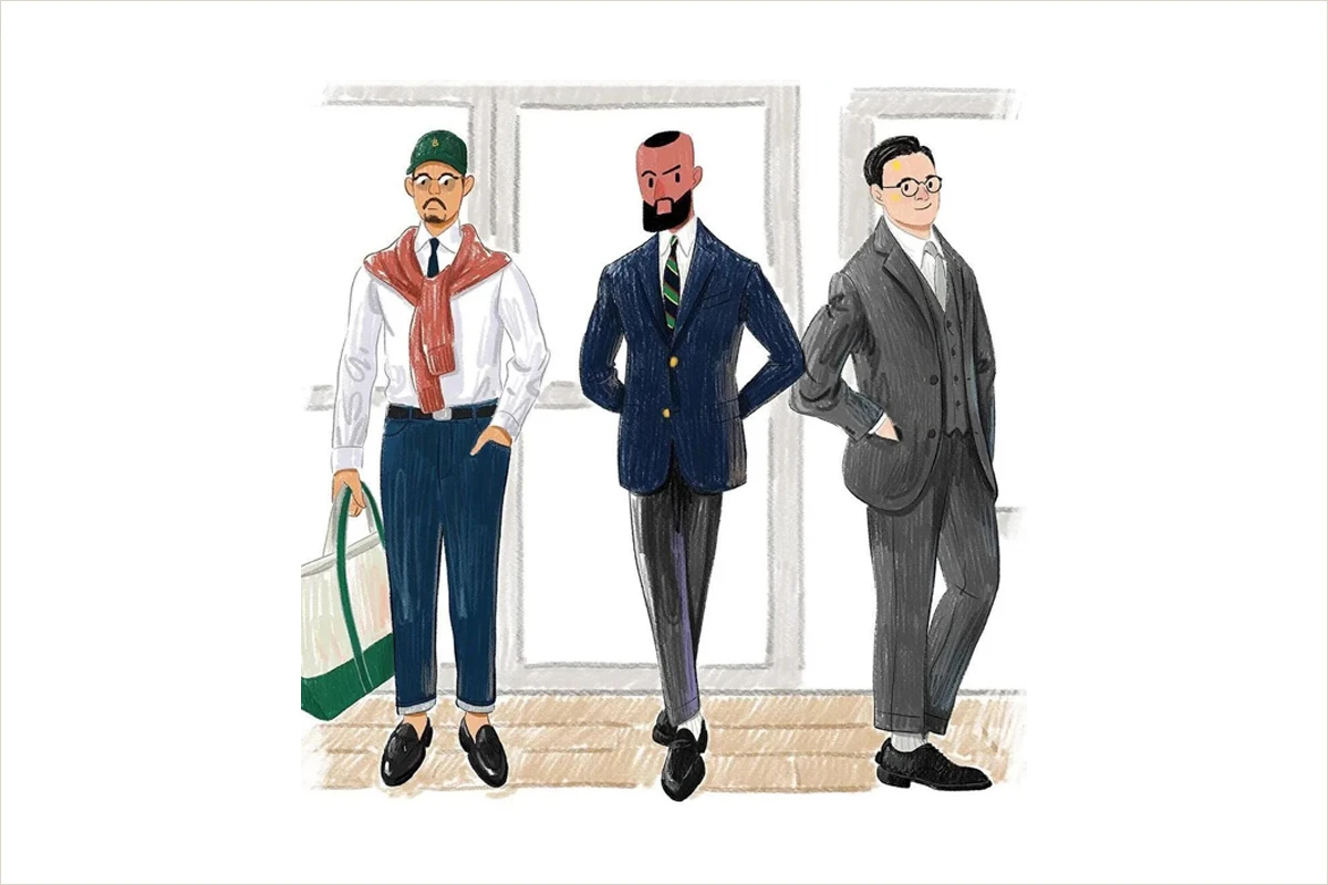 春夏西服穿搭手繪圖
