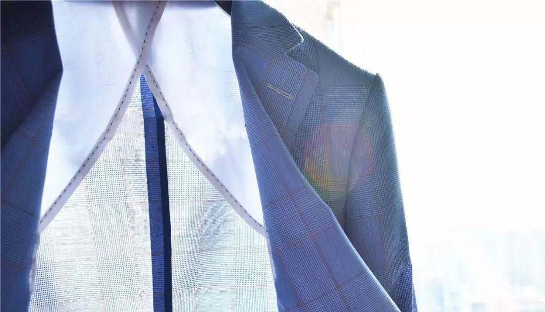 藍色格紋半裡襯西裝外套