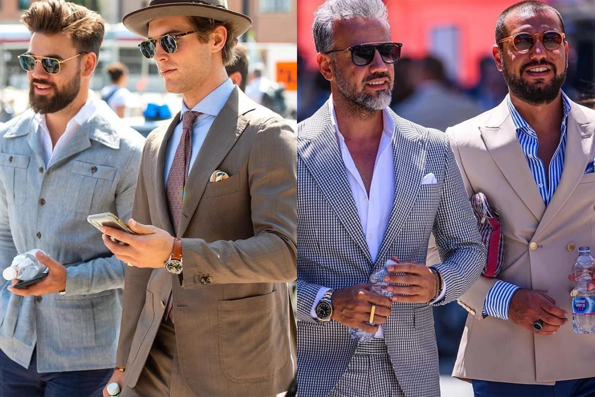 穿著西裝與休閒西裝的男士們
