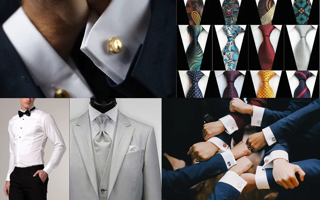 男士禮服配件、袖釦、領帶、襯衫、法式領結