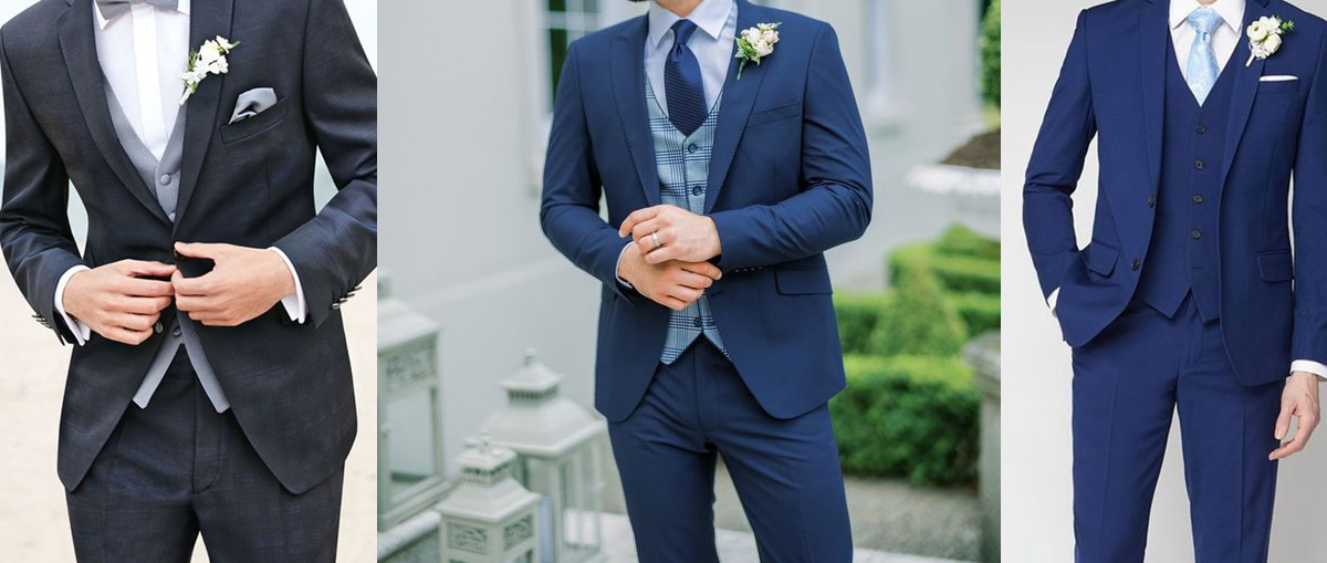 深灰色、藍色結婚西裝