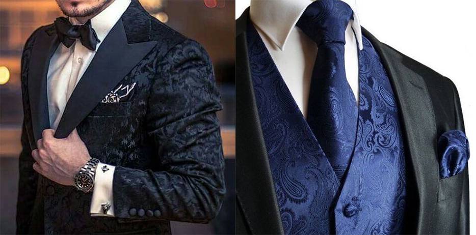 黑色緹花西裝與西裝背心