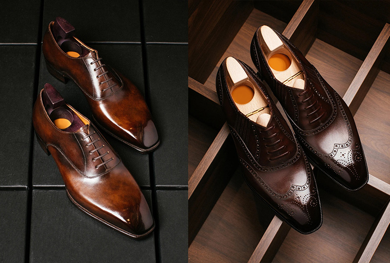 咖啡色系列布洛克雕花新郎皮鞋