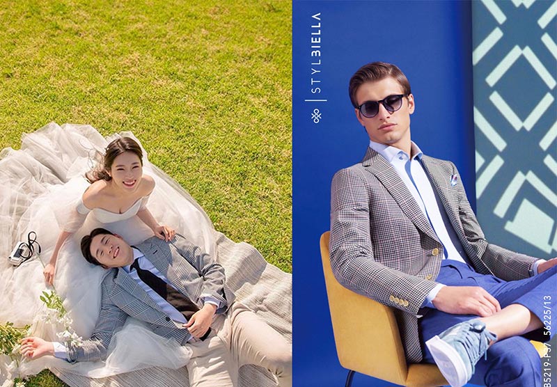 灰色格紋新郎西裝