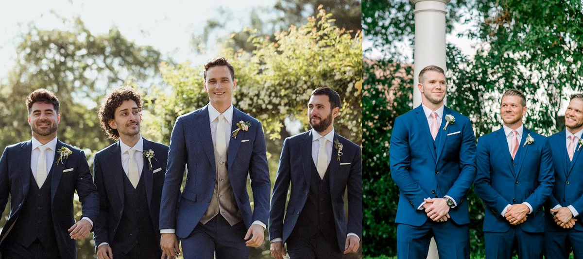 新郎與伴郎們的海藍色西裝