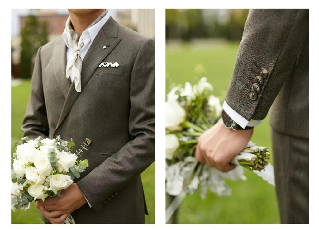 綠色法蘭絨西服套裝