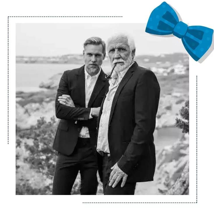 穿著西裝的父子合照