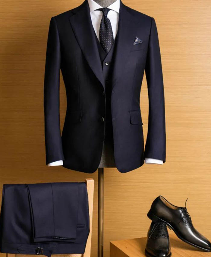 藏藍色三件式新郎西裝