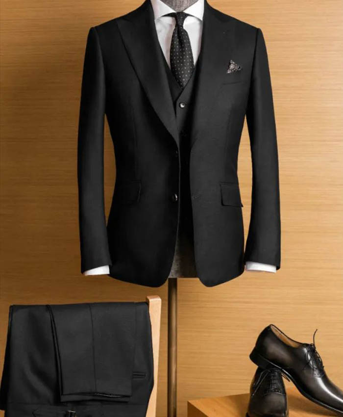 經典黑色西裝三件式新郎西裝