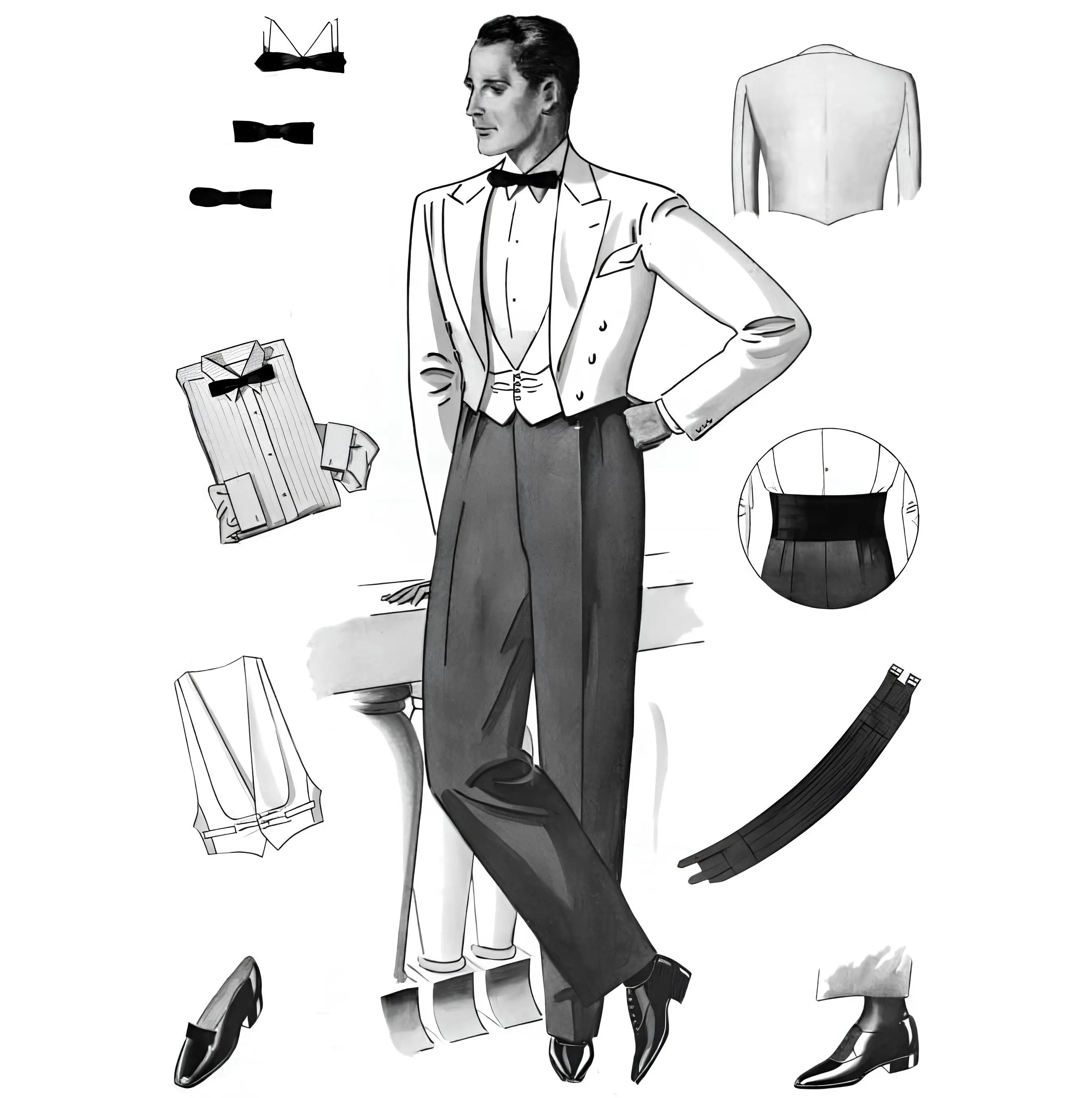 晚禮服特點說明黑白畫稿