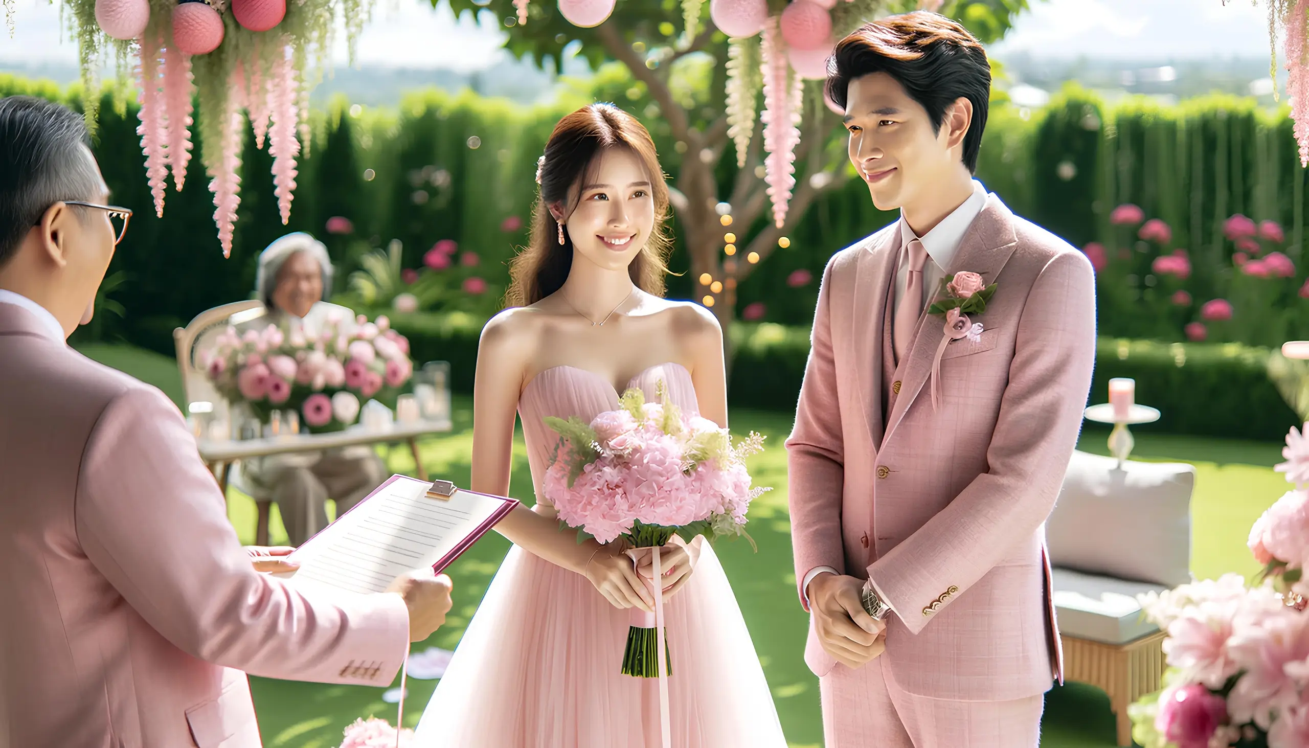 進行婚禮的新郎與新娘