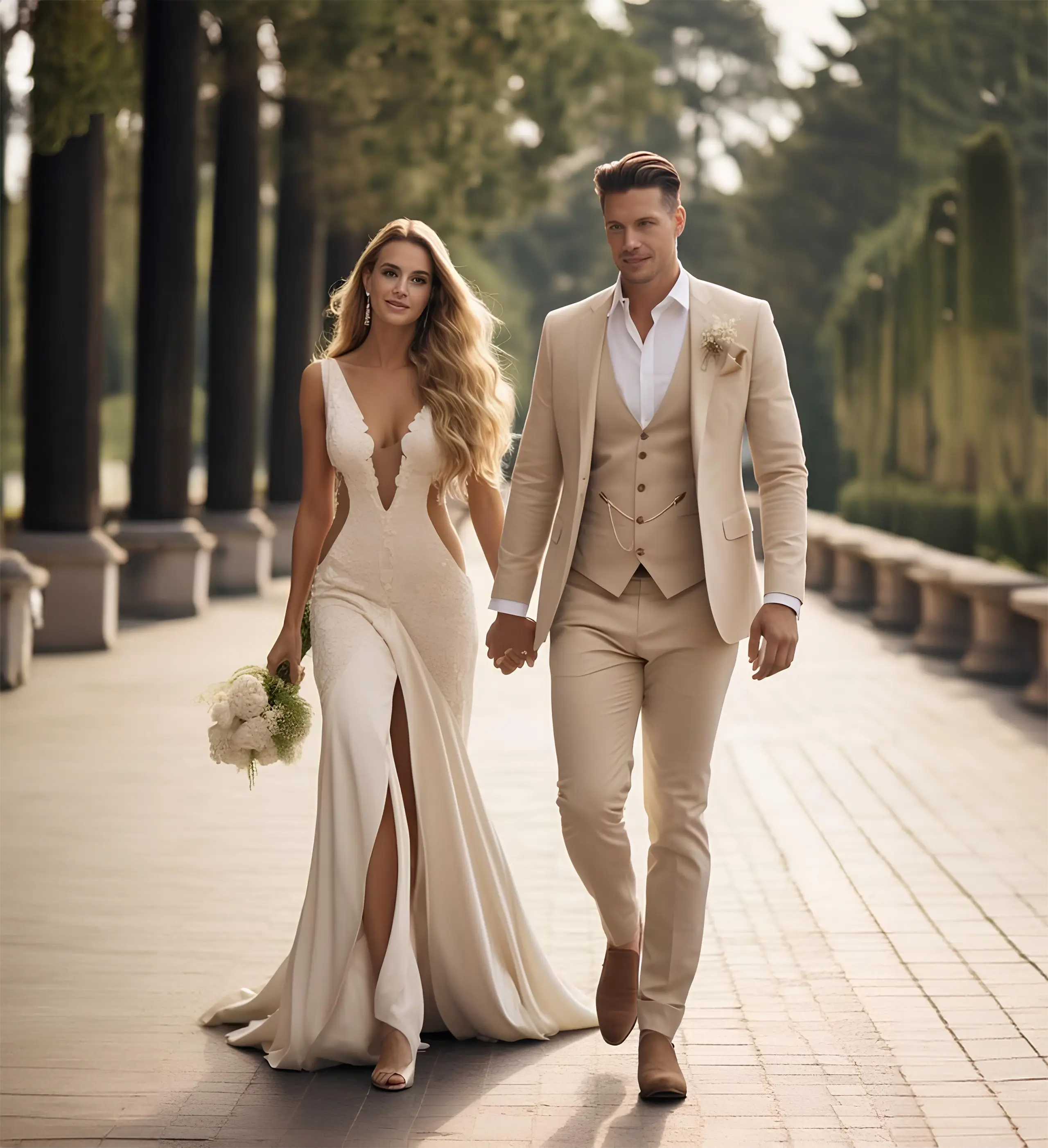 高挑的新郎與新娘