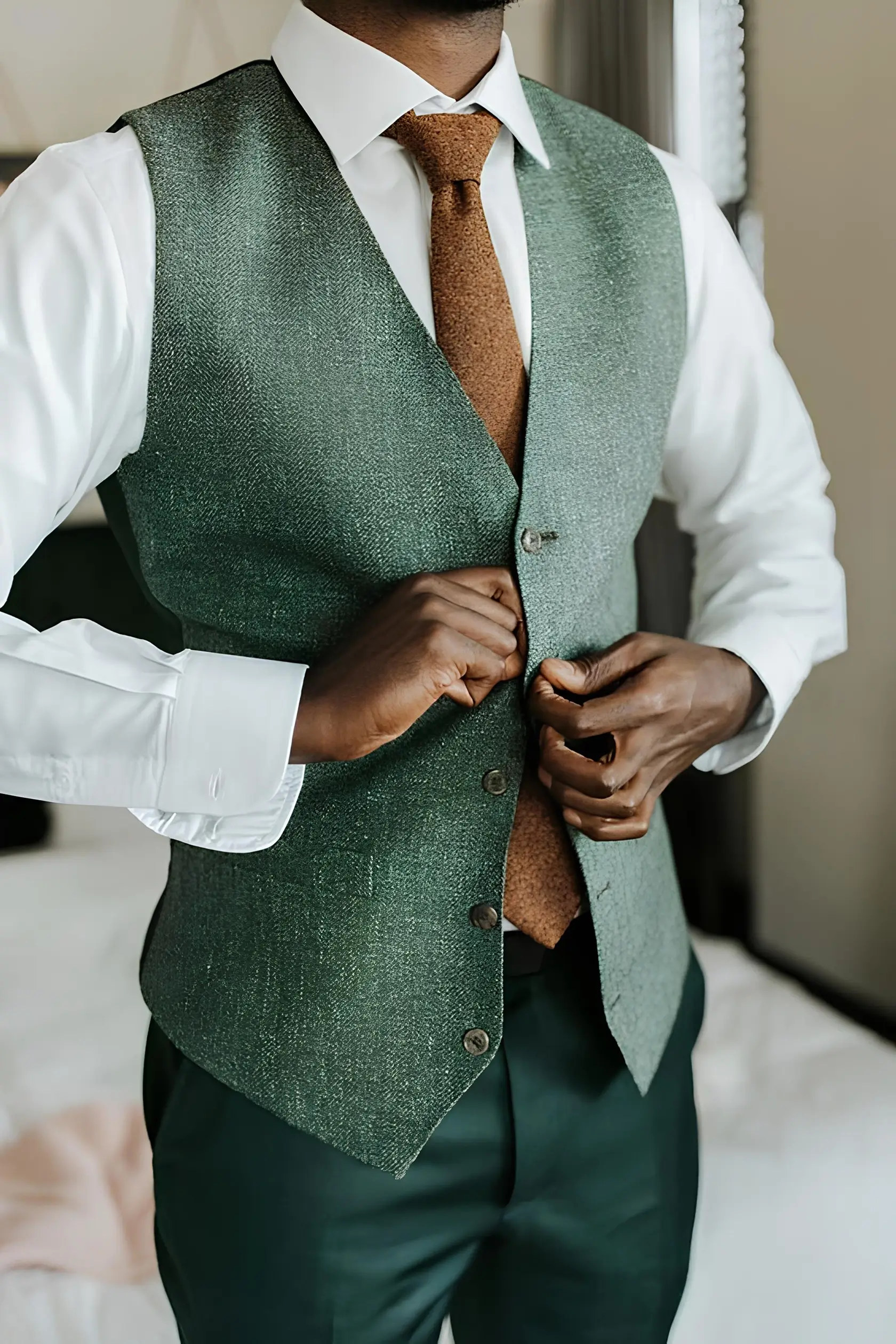 淺綠色西裝背心