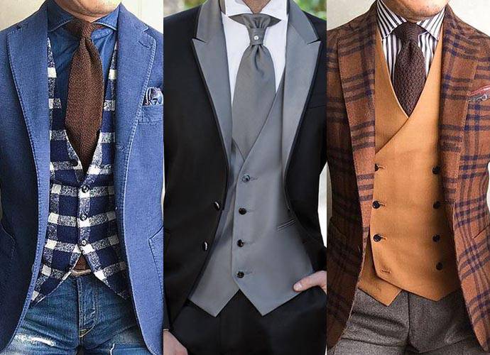 格紋、灰色、駝色西裝背心穿搭