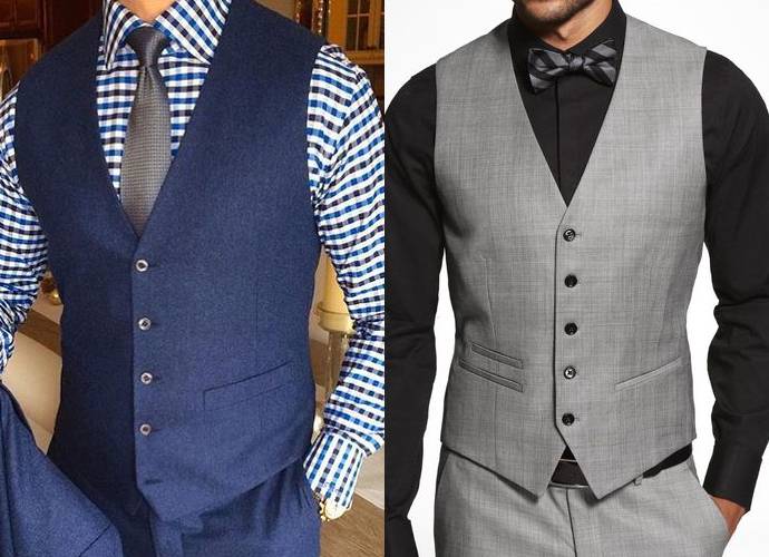 深藍色、淺灰色背心穿搭