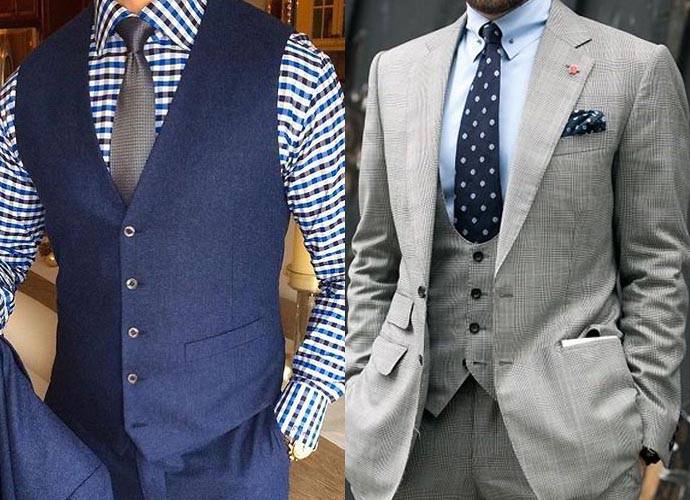 深藍色西裝背心及灰色三件式西裝