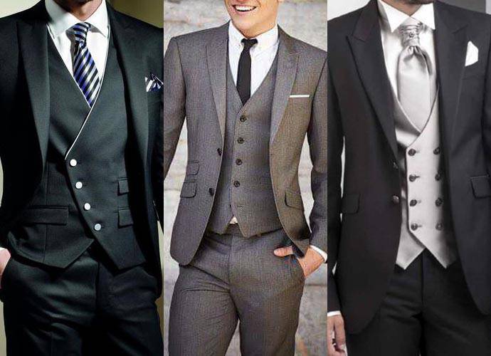 深綠色、灰色、白灰色西裝背心穿搭