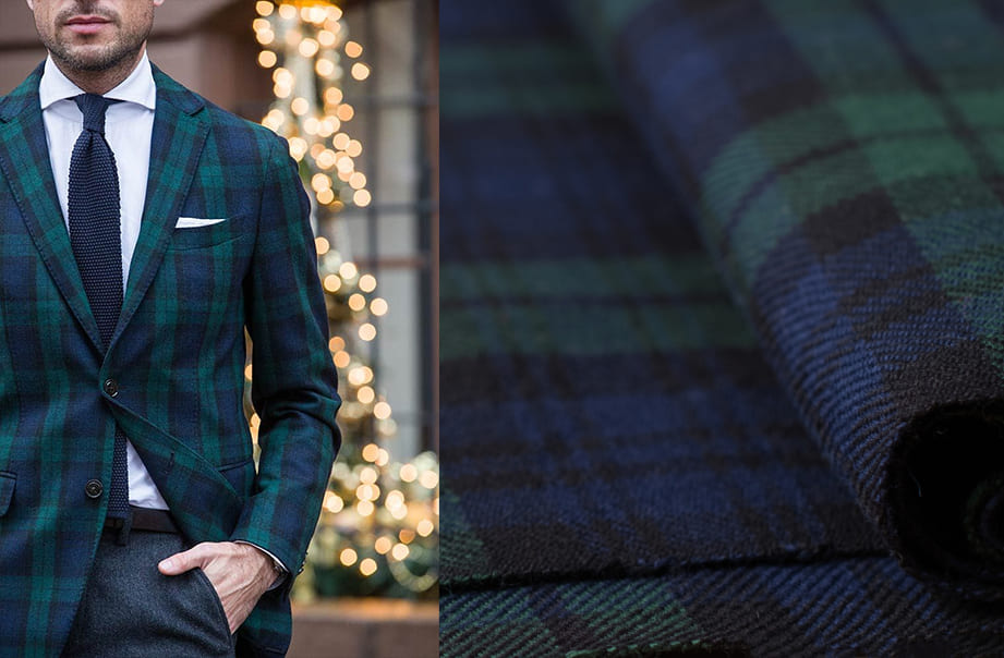 黑、藍、綠三色組成的蘇格蘭面料