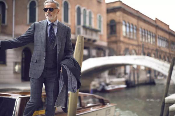 雙排扣無領西裝背心