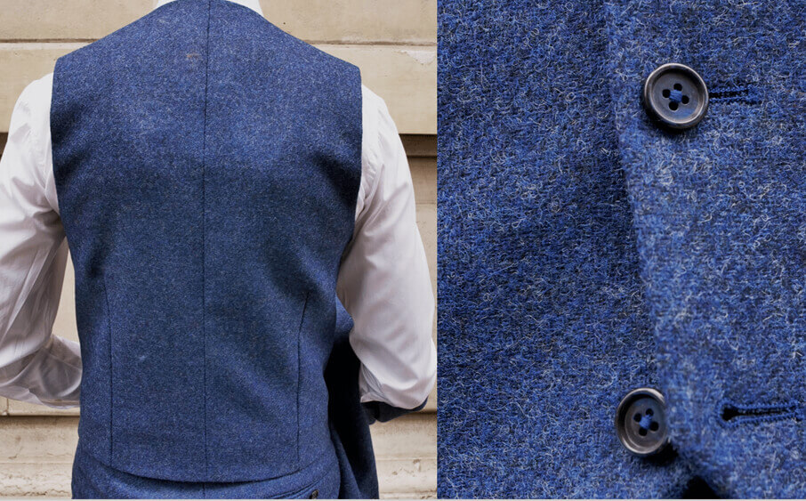 寶藍色西裝背心細節 