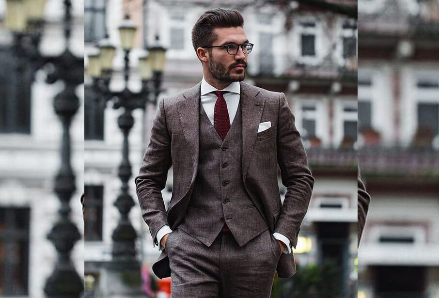 雙排扣有領型背心三件式西裝