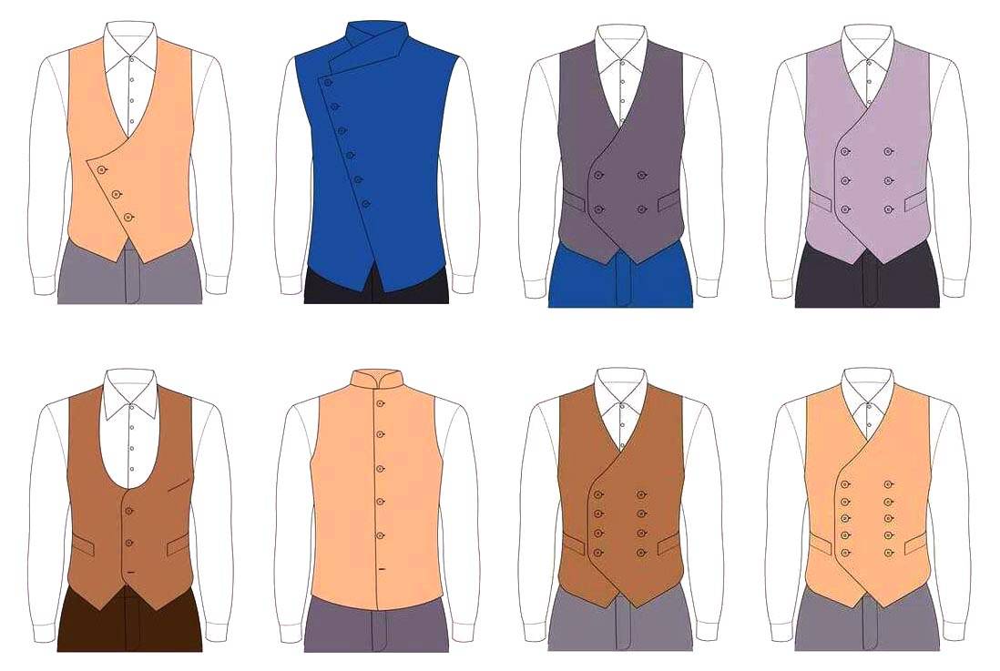 背心鈕釦排列樣式及領口造型