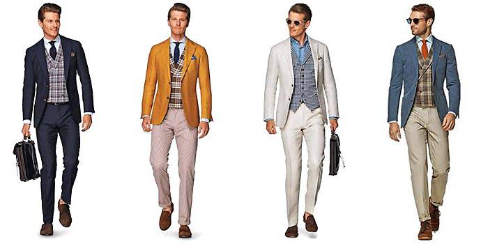 休閒西裝外套搭配格紋背心