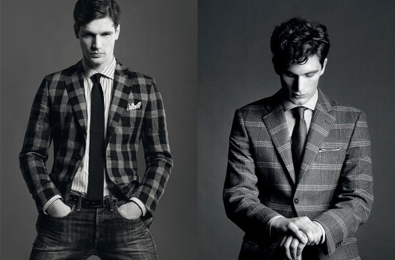 身著法蘭絨西服男士黑白照