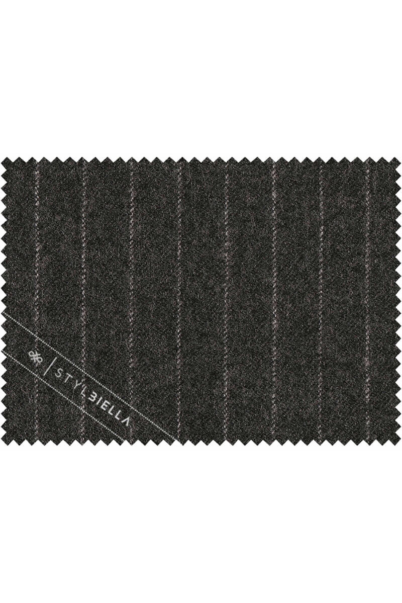 深灰寬條法蘭绒西服面料