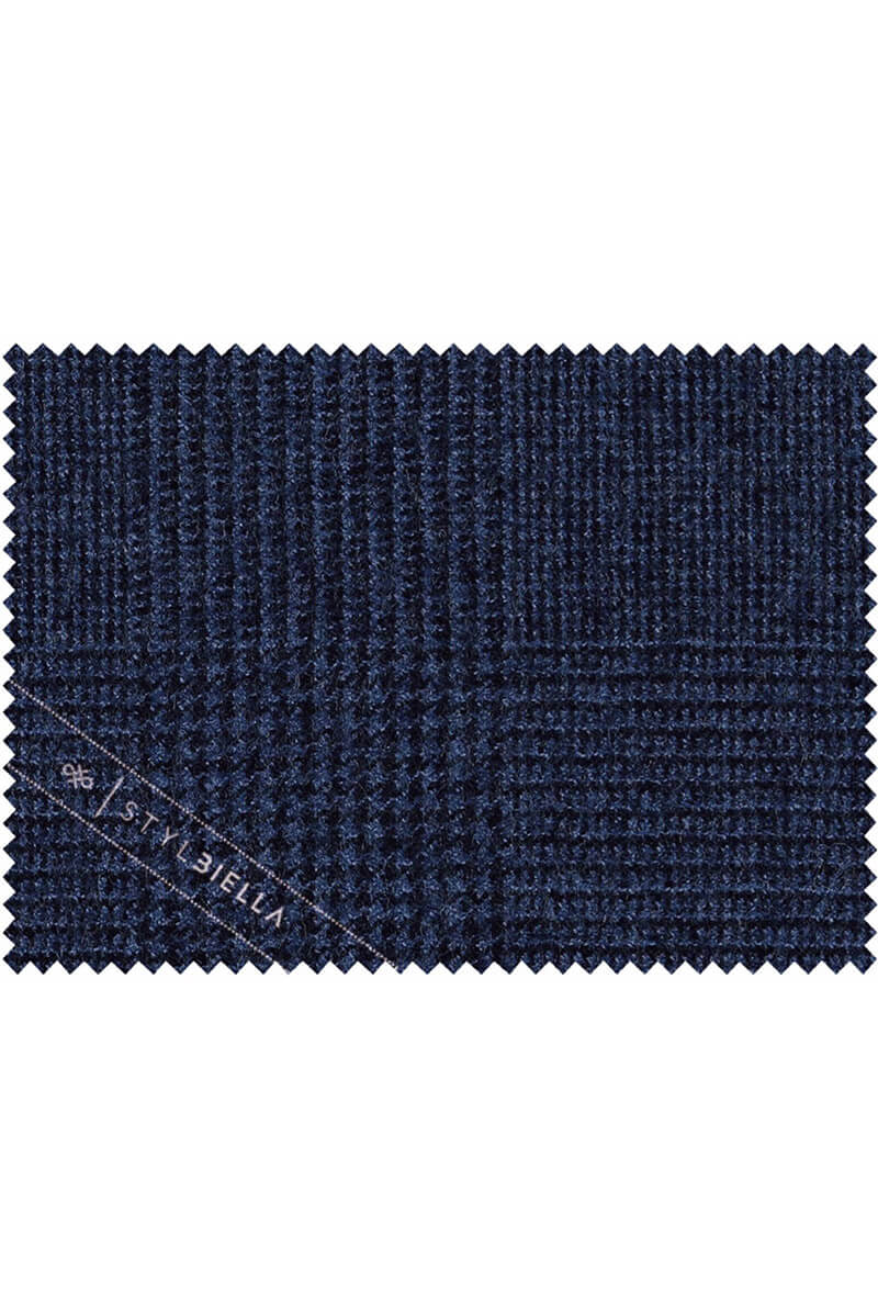 海軍藍格紋法蘭绒西服面料