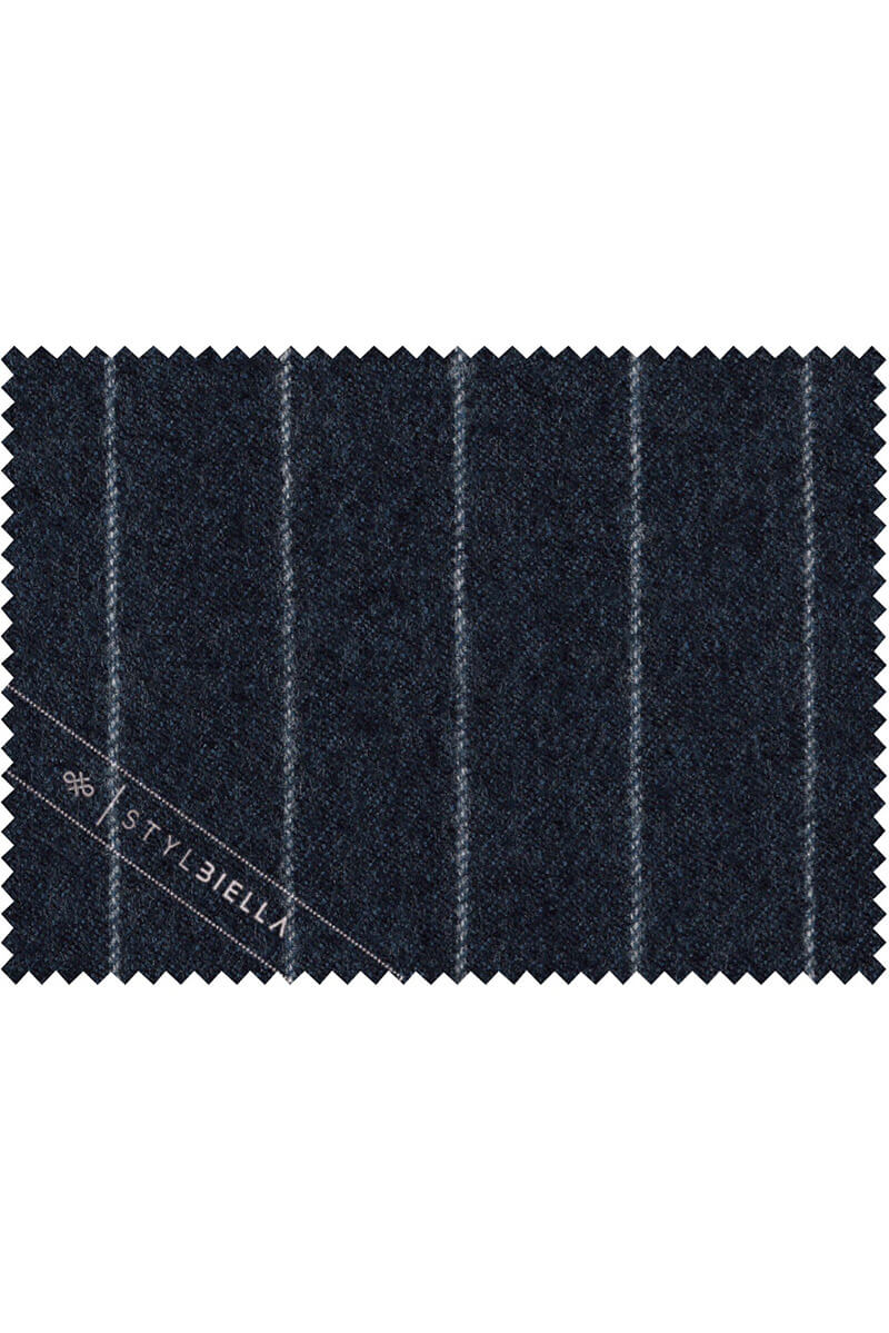 深藍條紋法蘭绒西服面料