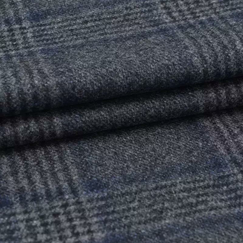 灰藍色格紋法蘭絨西服面料