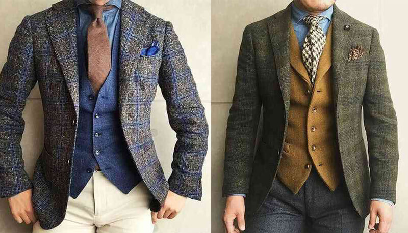 灰色及綠色格紋法蘭絨西裝外套