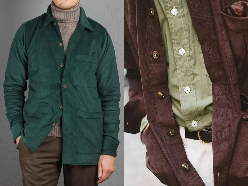 常規的Shacket/Overshirt 會有四個口袋設計視覺衝擊寬大的貼袋