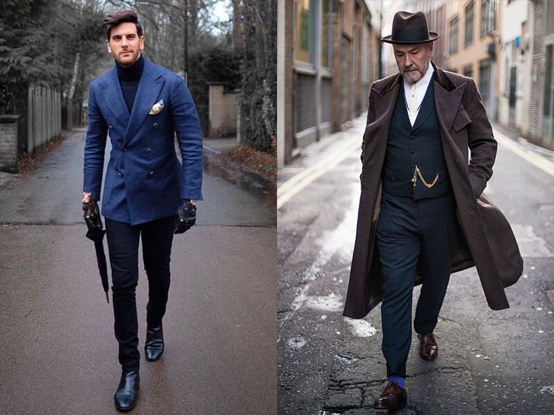 穿著經典百搭西裝大衣外套的男士
