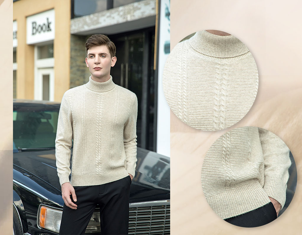 高領羊絨衫細節