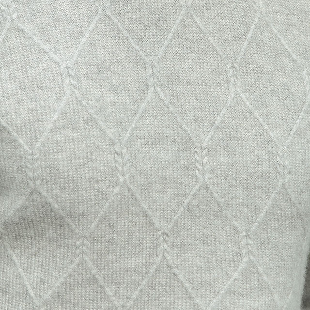 高領羊絨衫面料-灰色大菱形