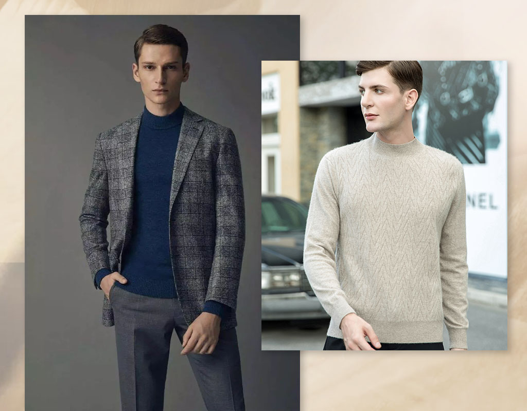 半高領的羊絨衫穿搭