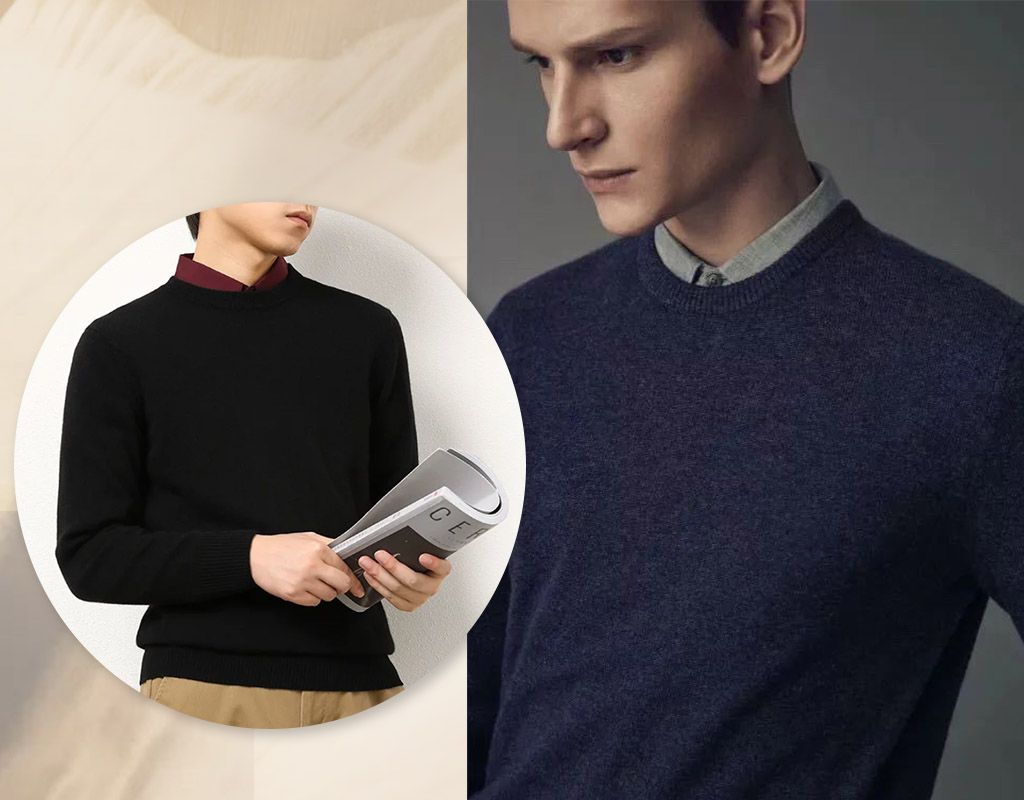 圓領羊絨衫穿搭