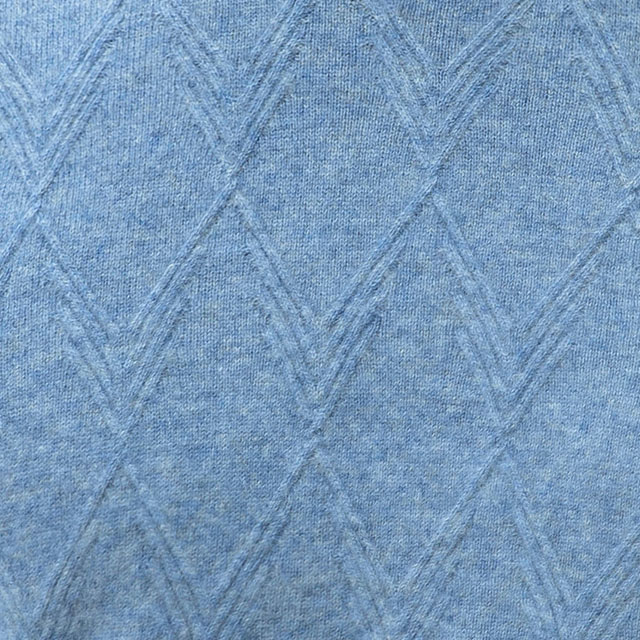 圓領cashmere面料-淺藍菱形紋