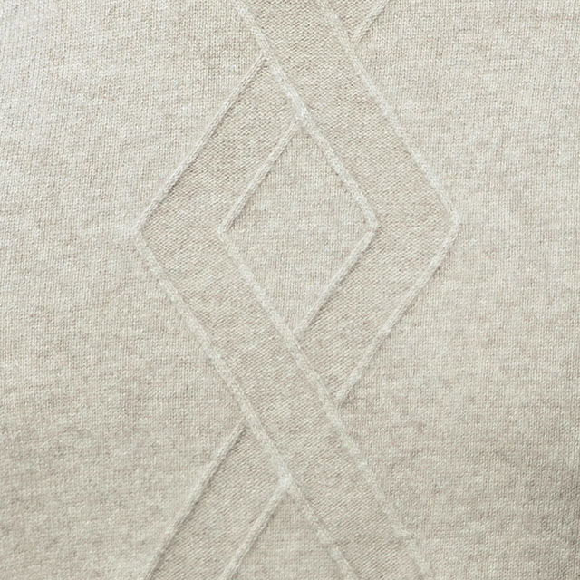 圓領cashmere面料-淺灰大方紋