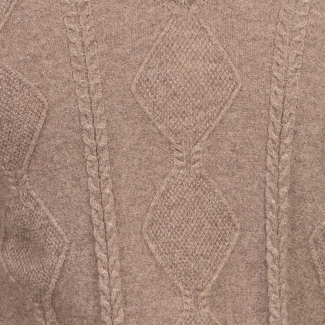 V領cashmere面料-咖啡色麻花紋