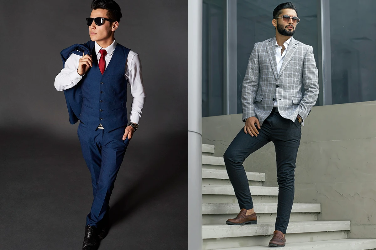 三件式西裝和灰色格紋西裝