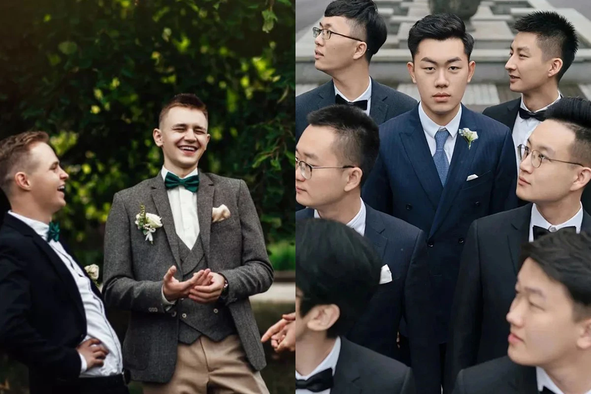 新郎與多位伴郎
