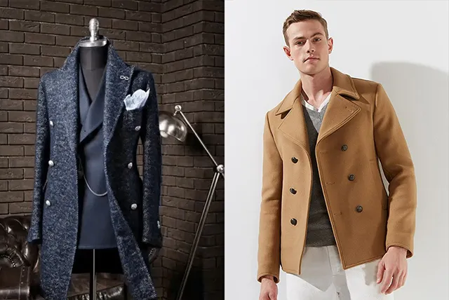 深藍色長大衣和駝色短大衣