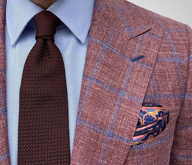 磚紅大格紋西裝