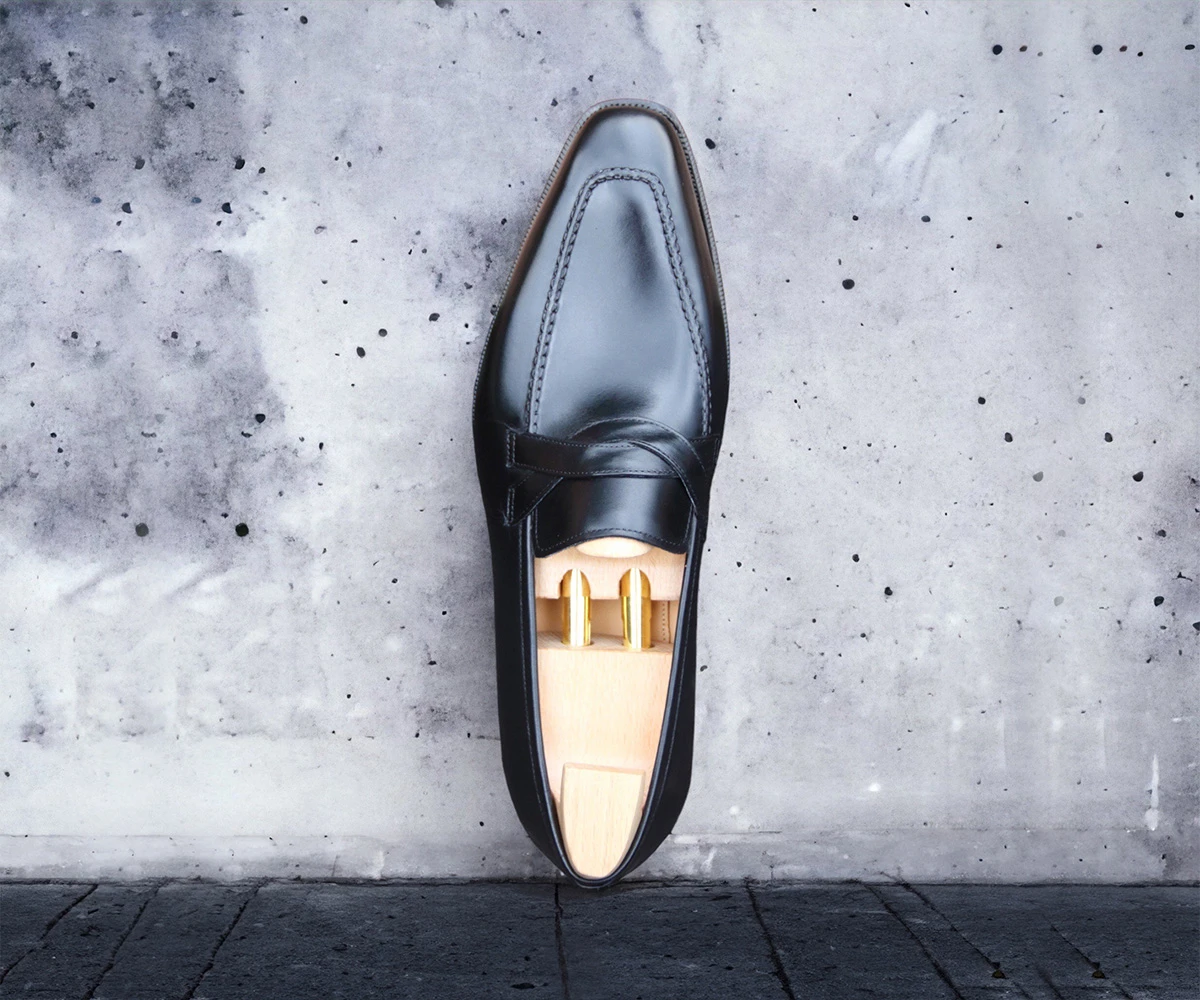 黑色素面方頭樂福鞋